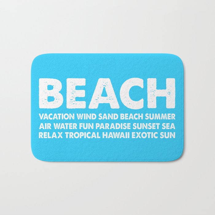 BEACH-white Typography on Aqua for your summer - Mix & Match Bath Mat