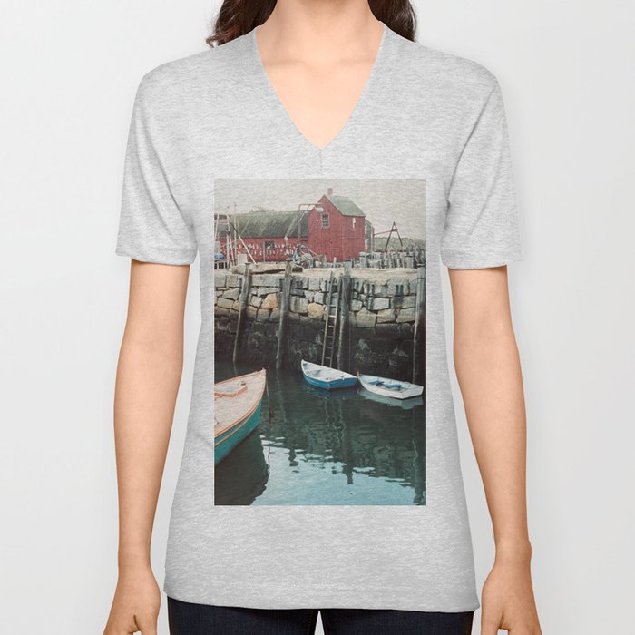 Rockport Nautical New England Village #1 V Neck T Shirt