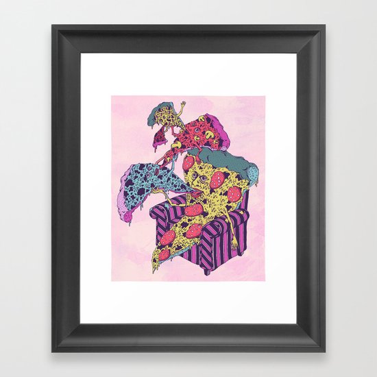 Pizza Eating Pizza - Pink Edition Framed Art Print