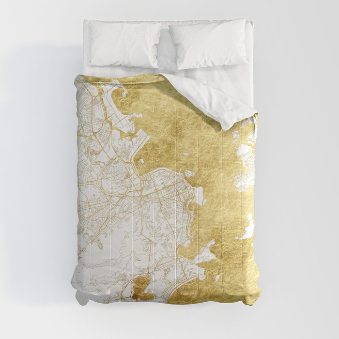 Rio de Janerio Map Gold Comforter