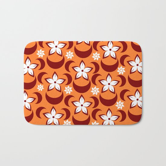 Orange floral fantasy Bath Mat