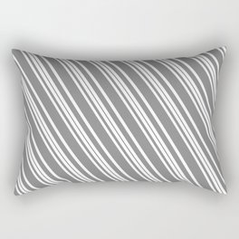 [ Thumbnail: White and Grey Colored Lined/Striped Pattern Rectangular Pillow ]