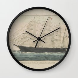 Clipper ship Great Republic, Vintage Print Wall Clock