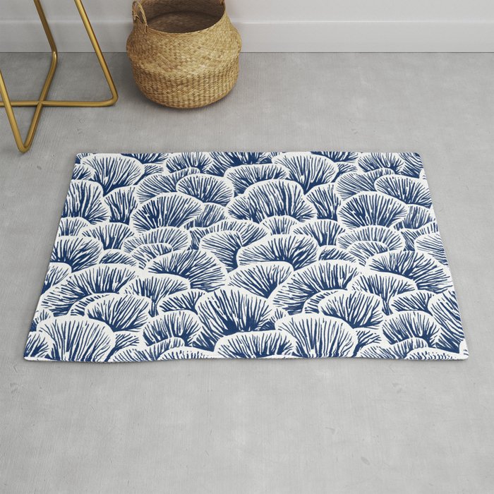 Mushroom Pattern - Dark Blue Rug