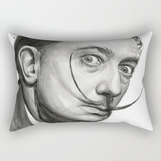 Salvador Dali Watercolor Portrait Rectangular Pillow