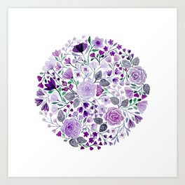 Dark purple flower circle Art Print
