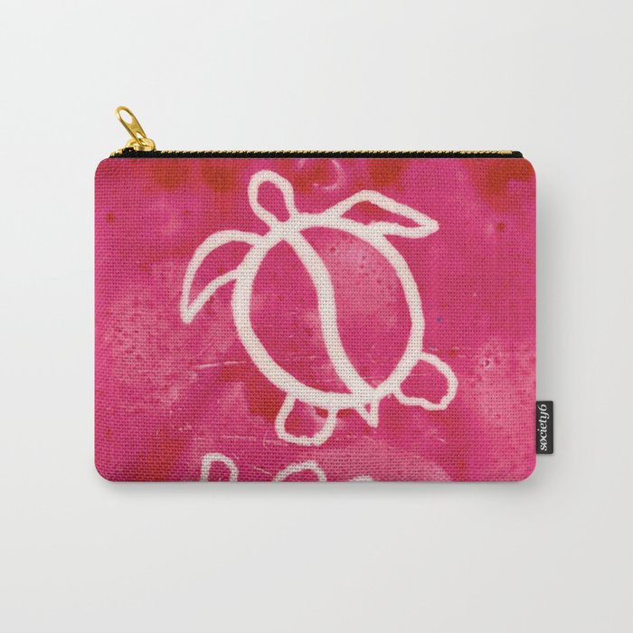 Honu Petroglyph with Coral - Pink Carry-All Pouch