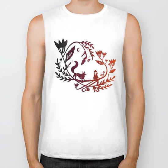 Red and wolf Biker Tank