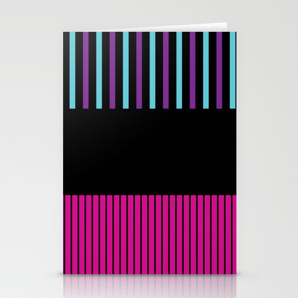 Colour Pop Stripes - Pink, Purple, Blue and Black Stationery Cards