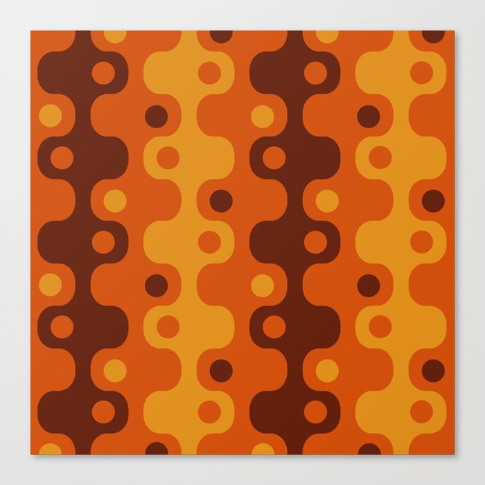 Retro Mid Century Modern Space Age Pattern 855 Brown Orange and Yellow Canvas Print