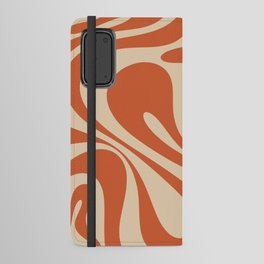 Mod Swirl Retro Abstract Pattern in Mid Mod Burnt Orange and Beige Android Wallet Case