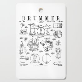 Drum Set Kit Vintage Patent Drummer Drawing Print Cutting Board
