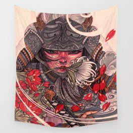 Female Samurai Warrior Wall Tapestry