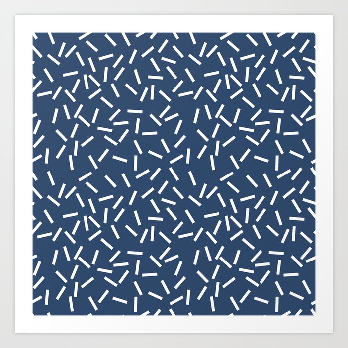 Sprinkles White on Navy Blue Art Print