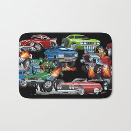 Car Madness! Muscle Cars and Hot Rods Cartoon Bath Mat | Hotrods, Musclecars, Automobile, Customcars, Customcar, Auto, Hotcars, Cars, Hotrod, Musclecar 