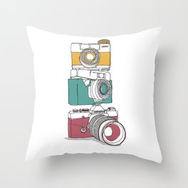 Stacked Cameras Throw Pillow