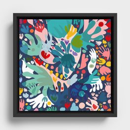 Flowers of Love Joyful Abstract Decorative Pattern Colorful  Framed Canvas