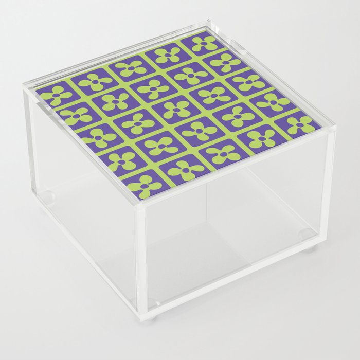 Retro Flowers Pattern - Purple Green Acrylic Box