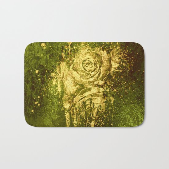 golden rose on green Bath Mat