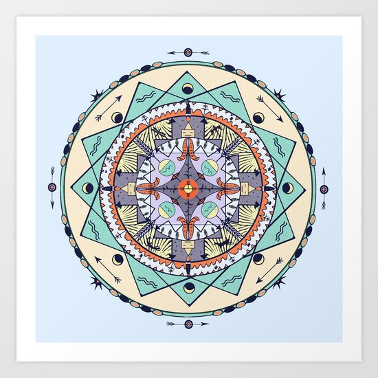 Time and Light Native Shapes Mandala Art Print