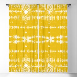Yellow and white shibori arashi tie dye Blackout Curtain