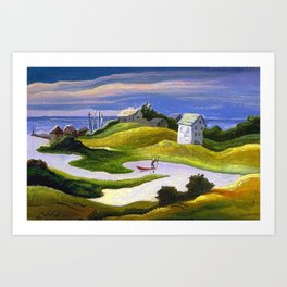 Martha's Vineyard coastal nautical landscape painting by Thomas Hart Benton Art Print