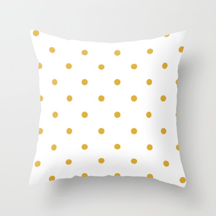 Mustard yellow polka dot pattern Throw Pillow