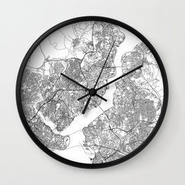 Istanbul White Map Wall Clock | Design, Abstract, Digital, Vector, Istanbul, Illustration, Line, Home, Map, Pattern 