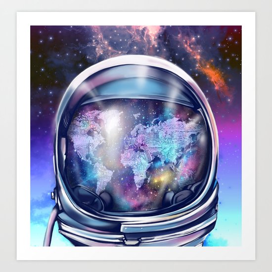 astronaut world map 1 Art Print