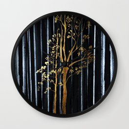 Golden Tree Wall Clock | Leafs, Stripes, Gold, Pretty, Golden, Tree, Painting, Nature 