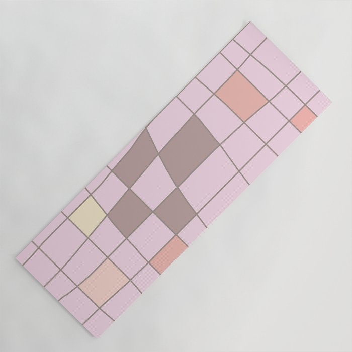 Retro Midcentury Art Warped Tiles Pastel Pink Yoga Mat