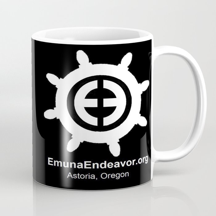 Ship Wheel Logo - White on Black Coffee Mug