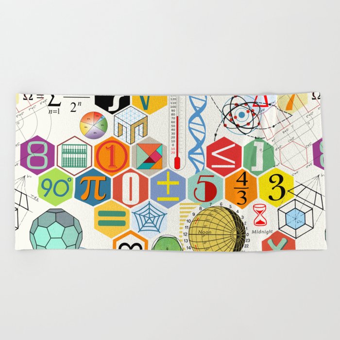 Math in color (white Background) Beach Towel