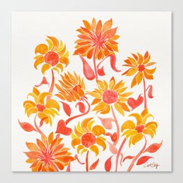 Sunflower Watercolor – Fiery Palette Canvas Print