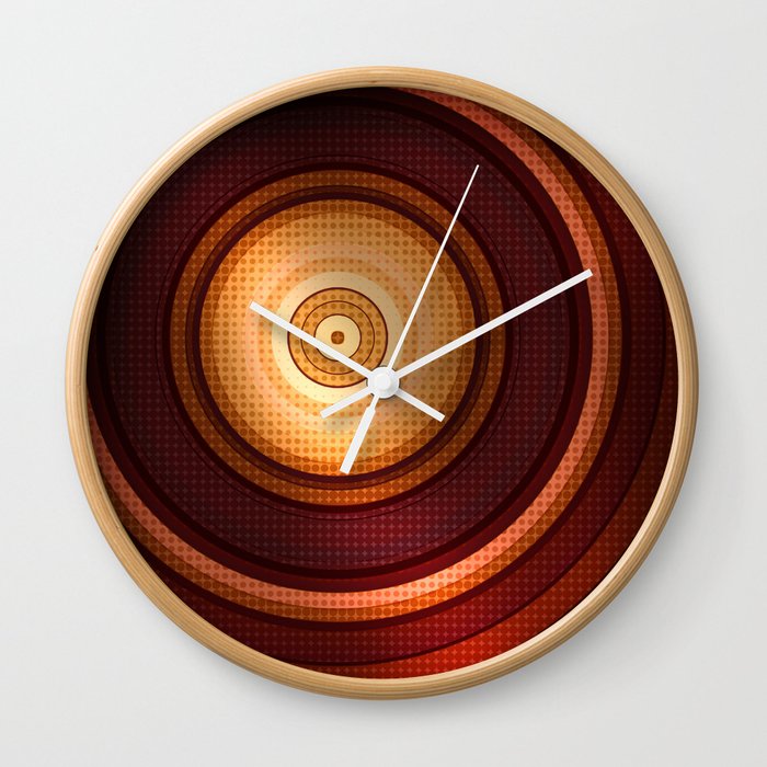 Pop art halftone brown concentric circle Wall Clock