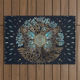 Flower of Life - Tree of life - Butterfly Outdoor Rug