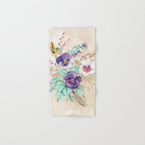 Pansies Bouquet Hand & Bath Towel