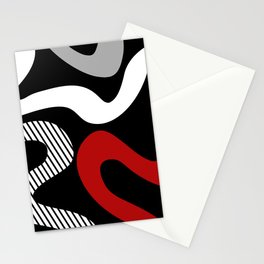 Abstract waves - red, grey, black, white Stationery Card