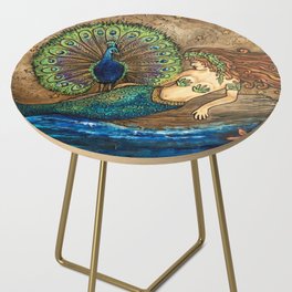 Mermaid and Peacock Side Table