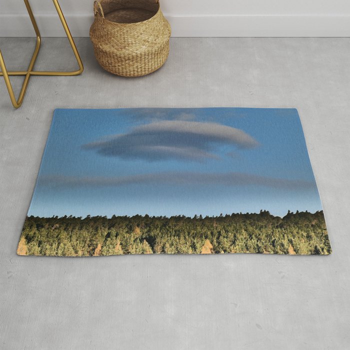 Scottish Highlands Impressive Cloud over a Pine Forest in I Art Rug