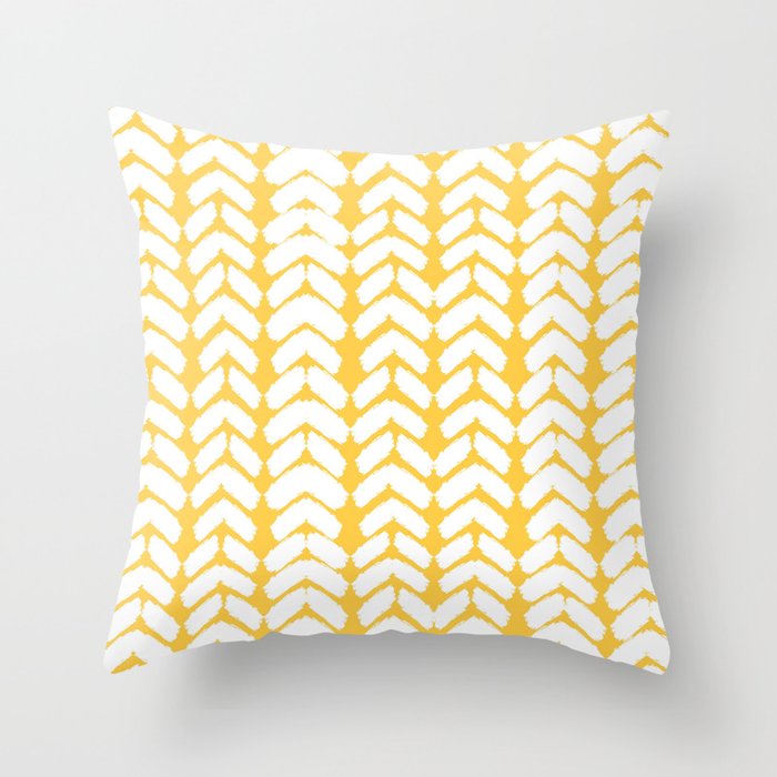 Hand-Drawn Herringbone (White & Light Orange Pattern) Throw Pillow