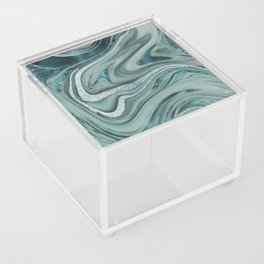 Elegant Marble Gemstone Texture Turquoise Teal Acrylic Box