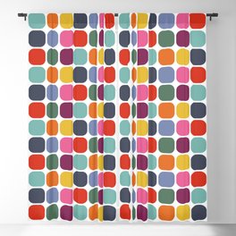 Colorful Mid Century Modern Rounded Square Tile Pattern Blackout Curtain