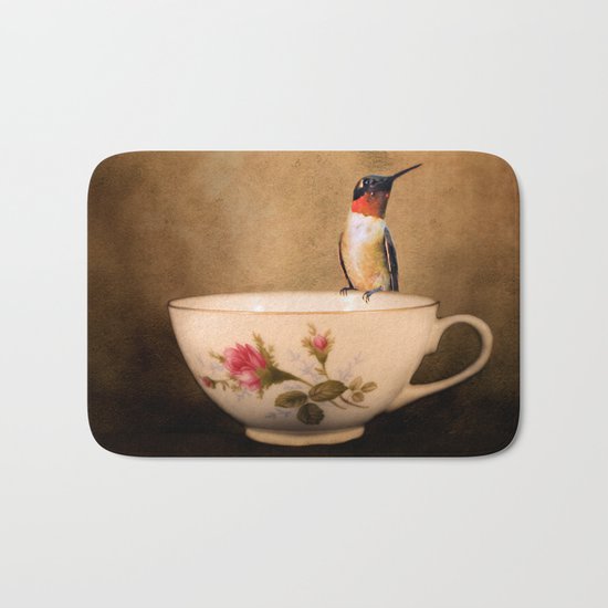 Tea Time With A Hummingbird 2 Bath Mat