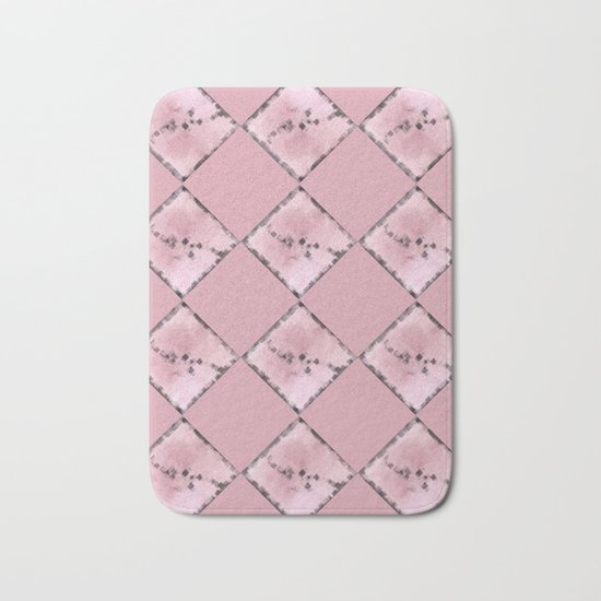 PINK SQUARE PATTERN #1 #decor #art #society6 Bath Mat