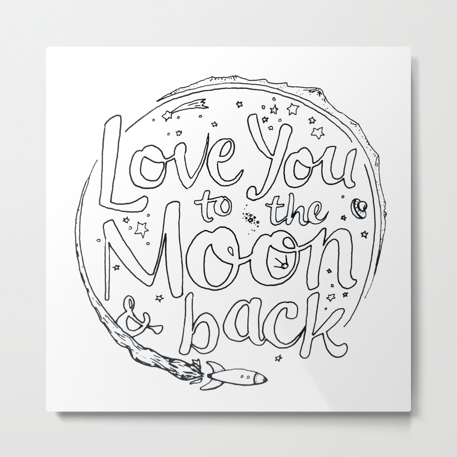 Love You To The Moon Back Coloring Page Metal Print By Timoberg Society6 Love You To The Moon Back Coloring Page Metal Print By Timoberg Society6