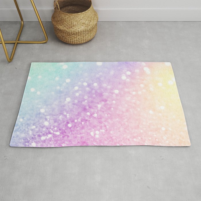 Pretty Pastel Colorful Glitter Bokeh Gradient Rug