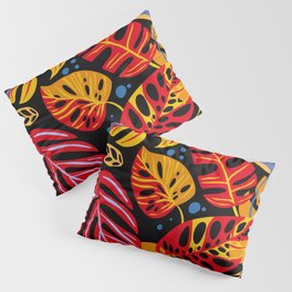 Monstera Leaves Colorful Tropical Jungle Pillow Sham