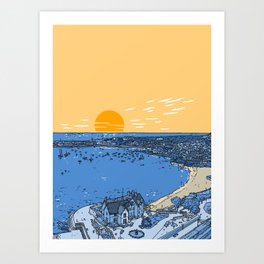 Cascais Bay-Portugal-Beach-Sunset-Landscape Art Print