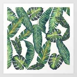Jungle Leaves, Banana, Monstera II #society6 Art Print